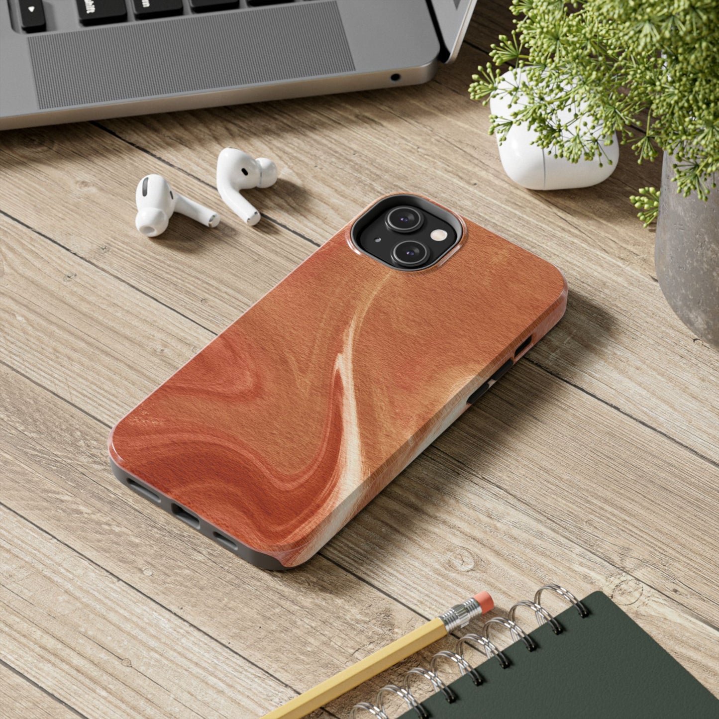 Earthy Terracotta Swirl MagSafe iPhone Case – Elegant Design with Magnetic Precision