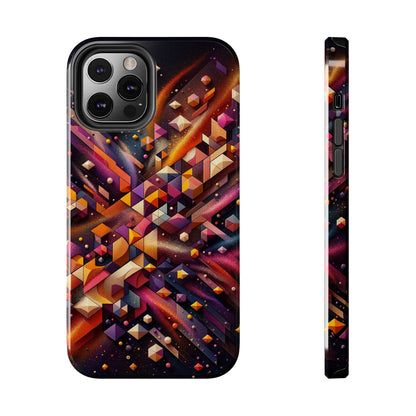 Geometric Galaxy iPhone Case - Abstract Cosmic Protective Cover - Retro Gamer