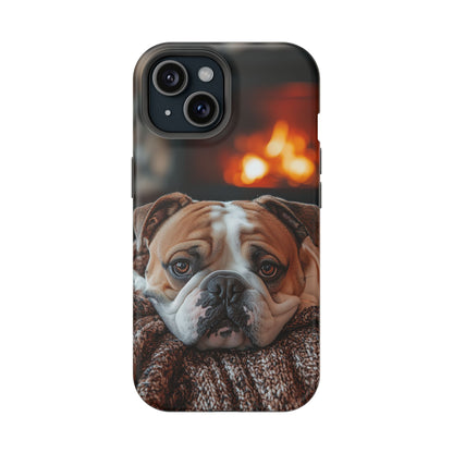 Cozy Bulldog MagSafe Case – Fireside-Inspired Protective Cover