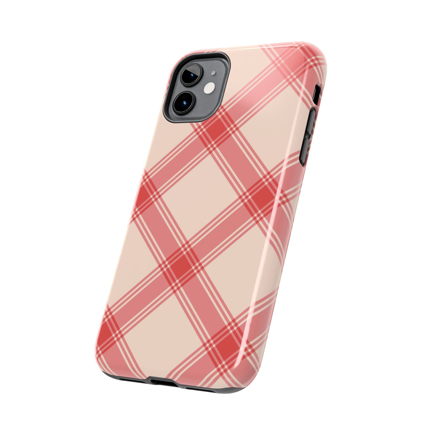 Soft Peachy Red Plaid iPhone Case