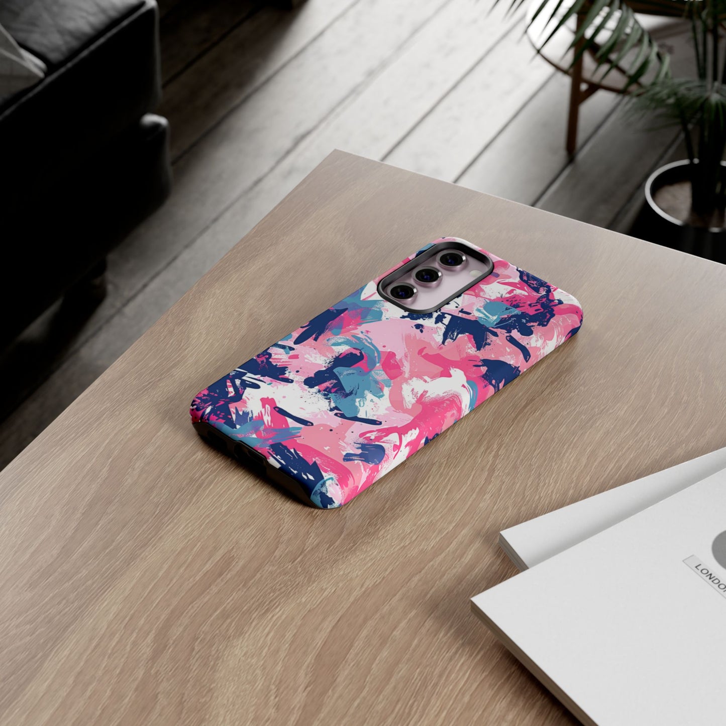 Vibrant Pink & Navy Abstract Splash – Samsung Galaxy Case