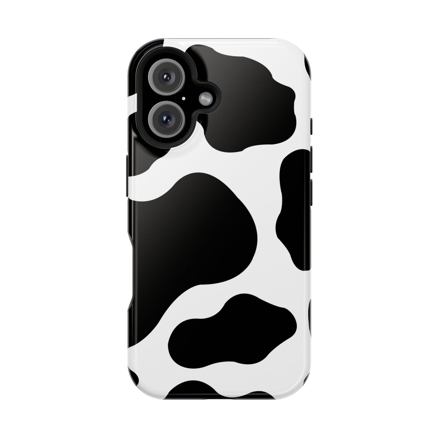 Chic Cow Print Tough Magsafe iPhone Case – Trendy Monochrome Animal Pattern with Dual-Layer Protection