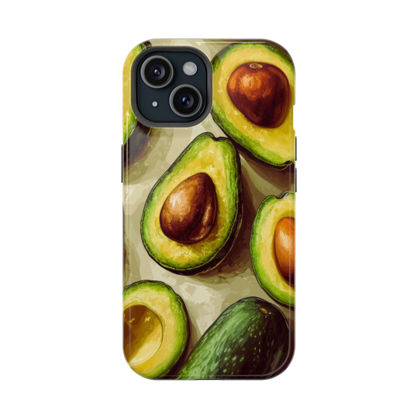 Realistic Avocado MagSafe iPhone Case – Detailed Green Fruit Design, Shockproof Protection