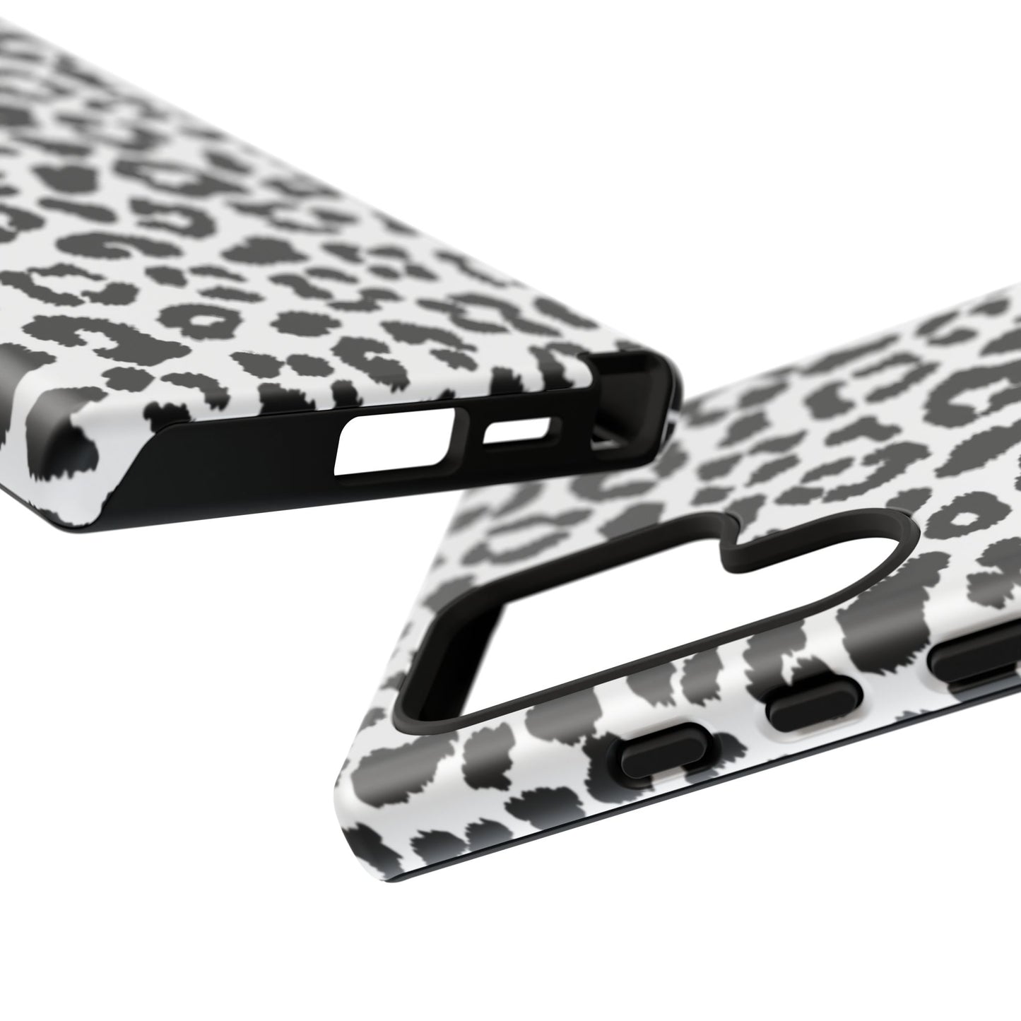 Monochrome Leopard Print Tough Samsung Galaxy Case – Classic Black and White Design with Dual-Layer Protection