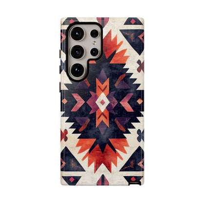 Boho Tribal Starburst Tough Samsung Galaxy  Case – Vibrant Geometric Design, Dual-Layer Protection