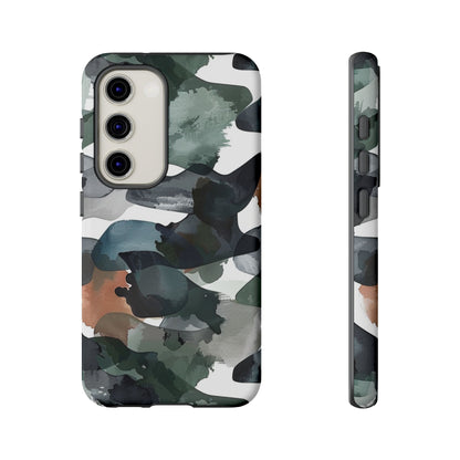 Moody Abstract Watercolor Samsung Galaxy Case – Dark Green and Brown Artistic Design