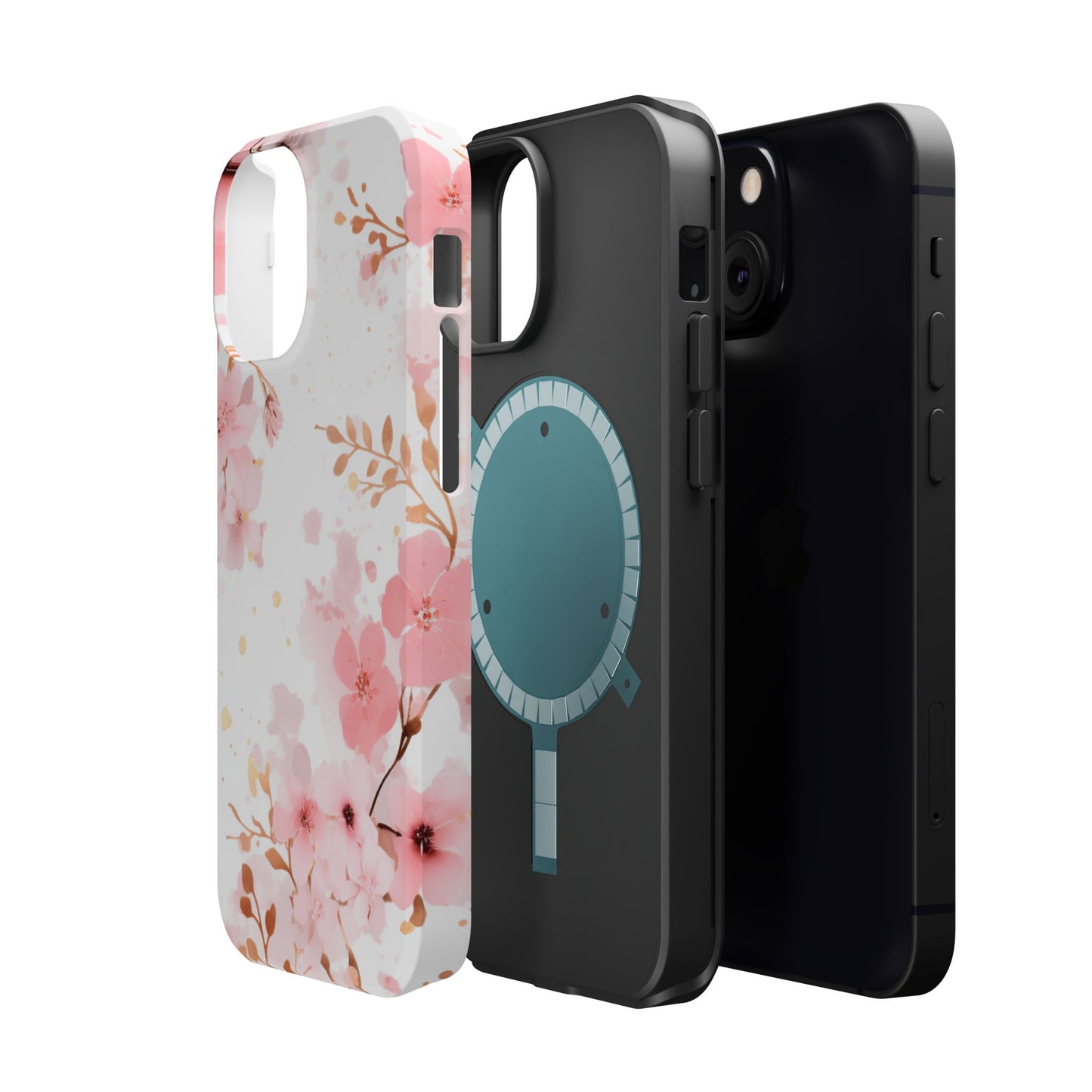 Soft Pink Cherry Blossom MagSafe Case – Floral Elegance with Wireless Charging