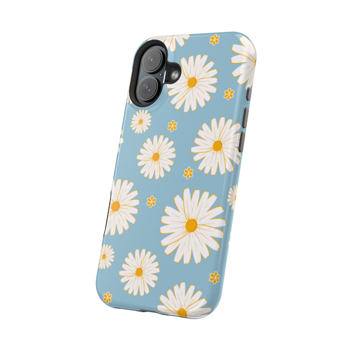 Bright Daisy MagSafe iPhone Case – Light Blue Background, Shockproof and Slim Design