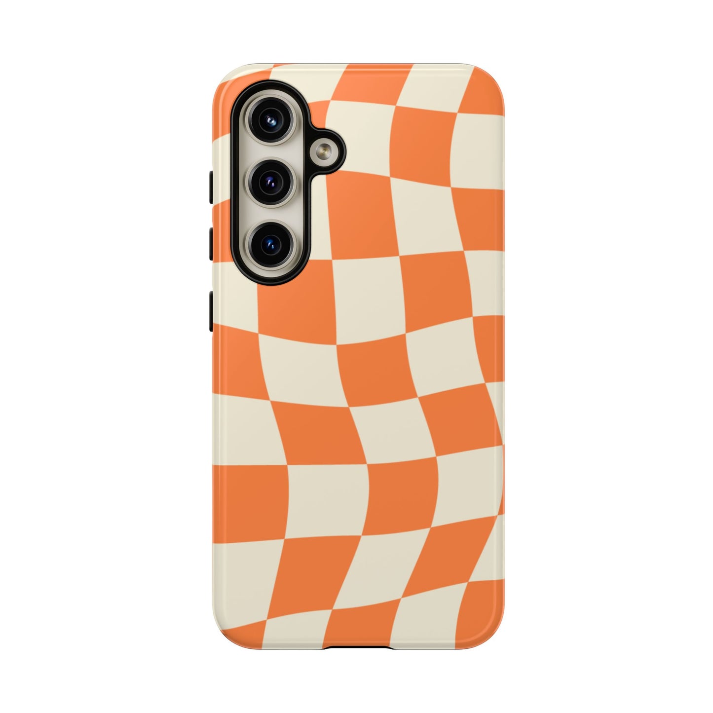 Wavy Retro Checkerboard Samsung Galaxy Case – Shockproof, Matte Finish, Dual-Layer Protection