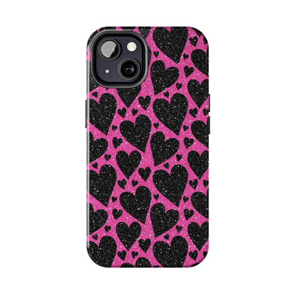 Pink Glitter Hearts iPhone Case