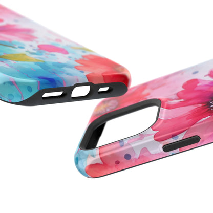 Vibrant Watercolor Red & Pink Floral - MagSafe iPhone Case