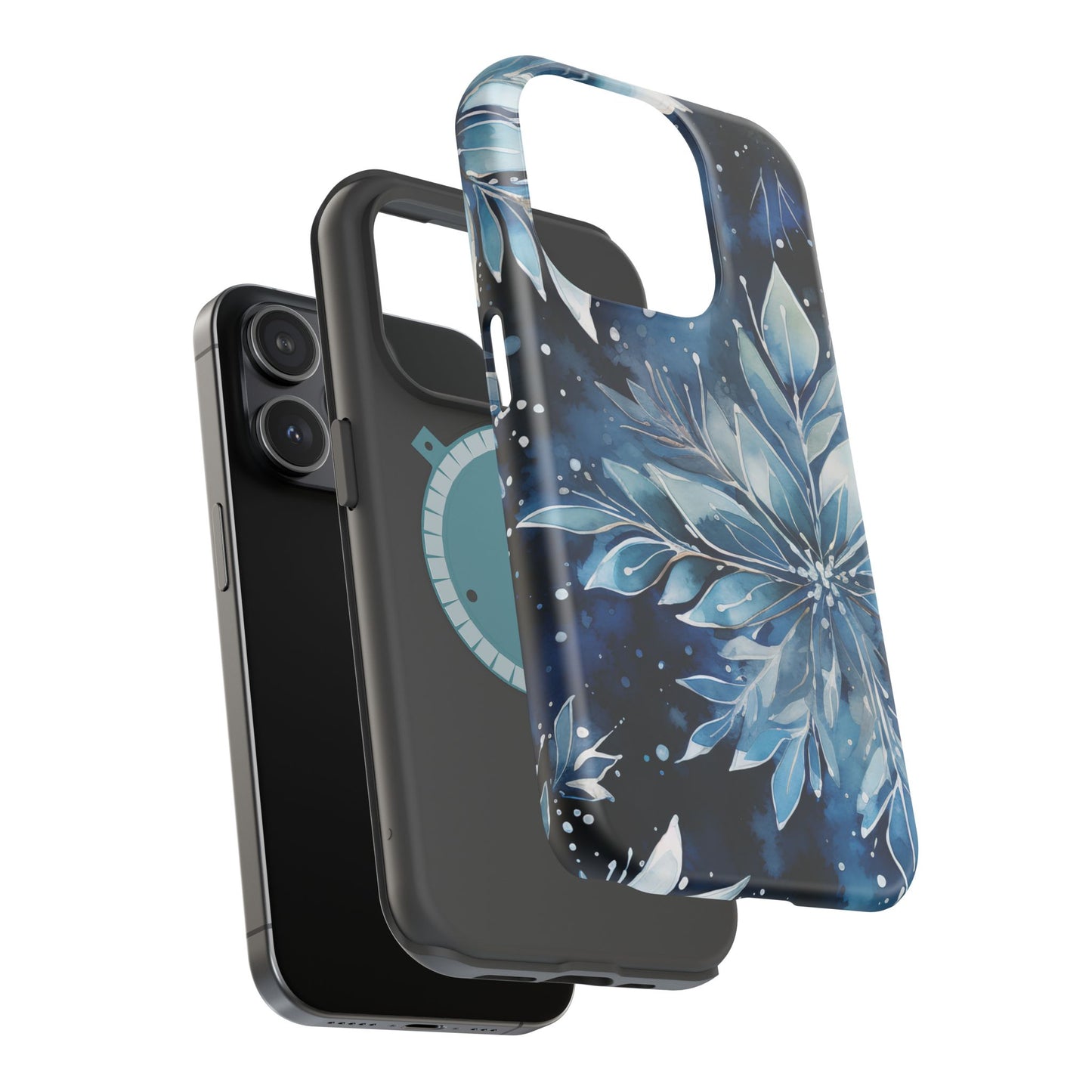 Winter’s Embrace – Blue Snowflake MagSafe iPhone Case