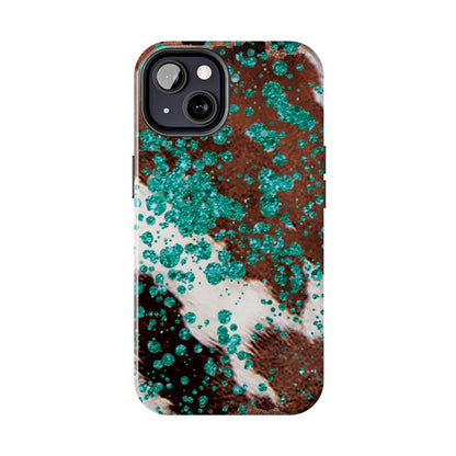 Teal Glitter Cowhide - iPhone Series Case