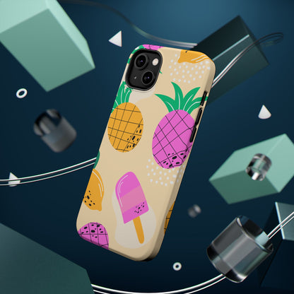 Tropical Pop MagSafe iPhone Case – Fun Pineapple & Lemon Design with Vibrant Summery Colors