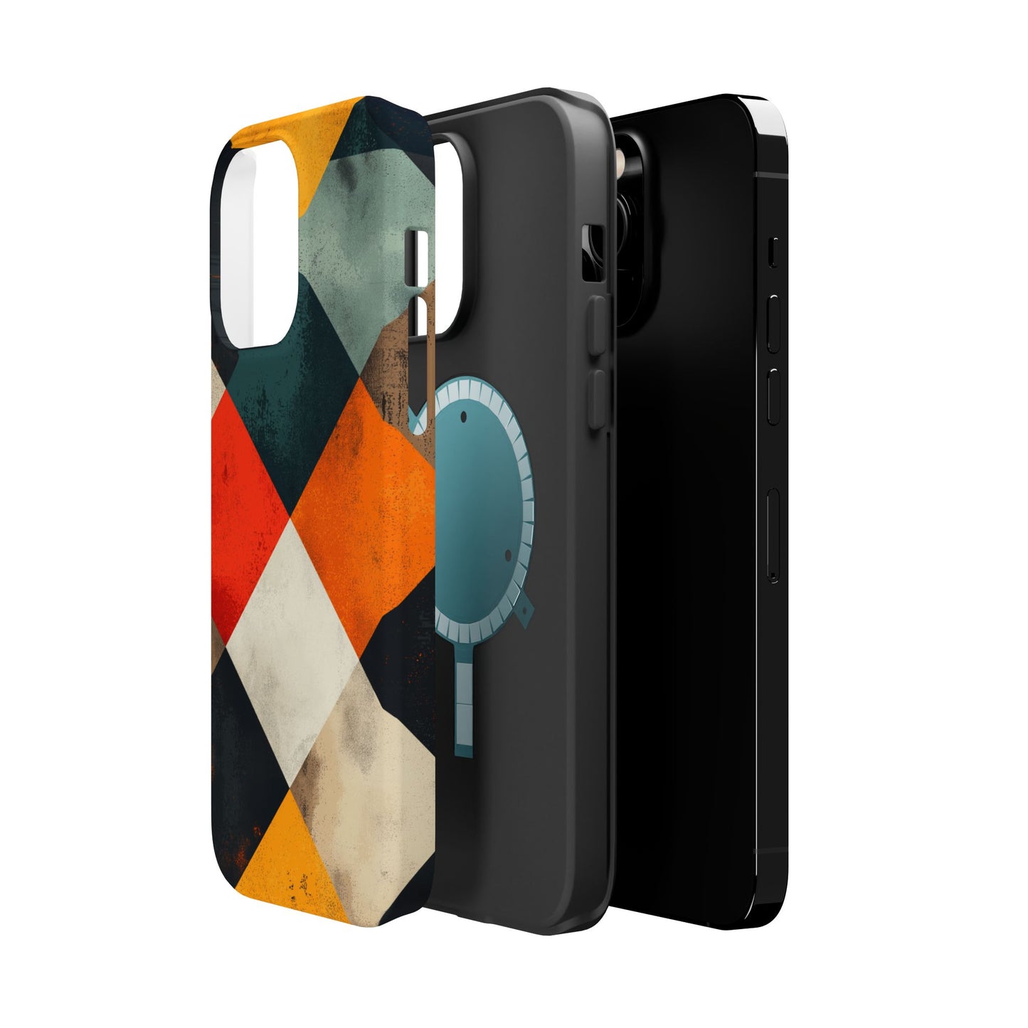 Geometric Retro MagSafe iPhone Case - Colorful Checkered Protective Cover