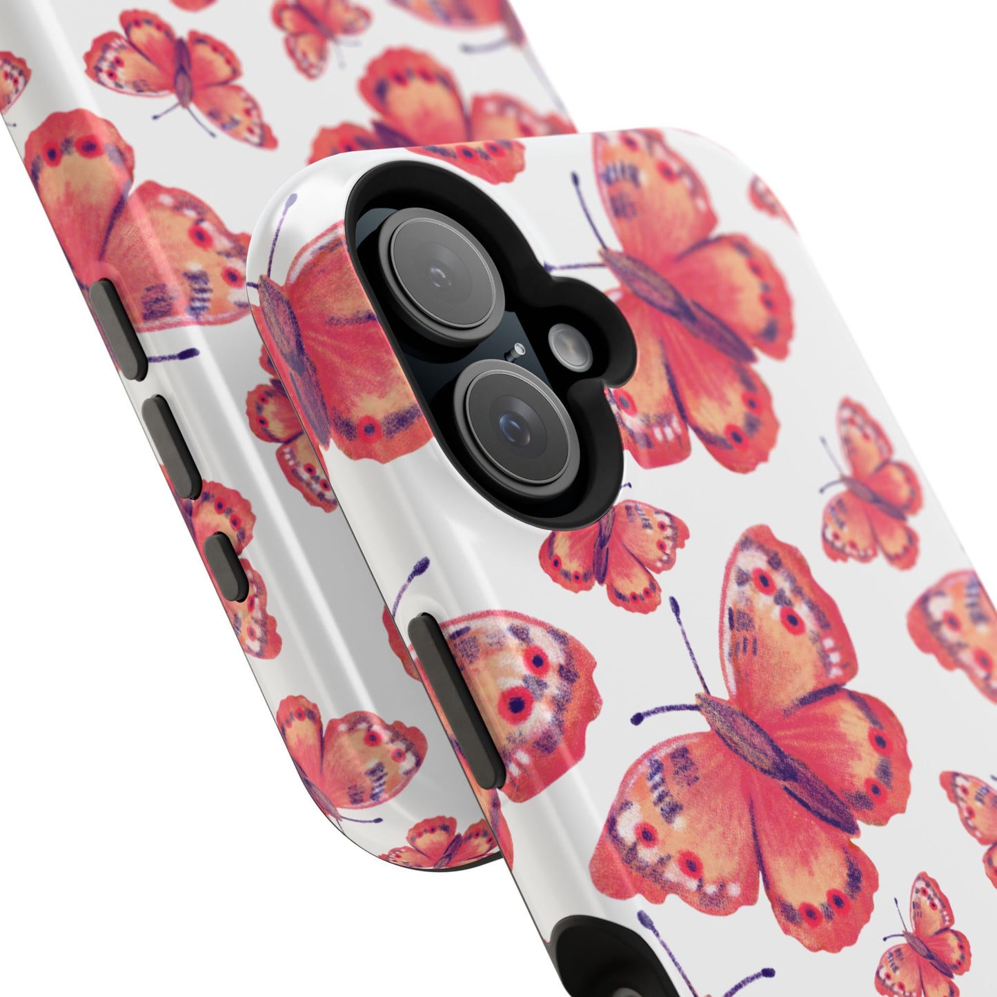 Coral Butterfly MagSafe iPhone Case – Slim, Protective Design with Bold Watercolor Print