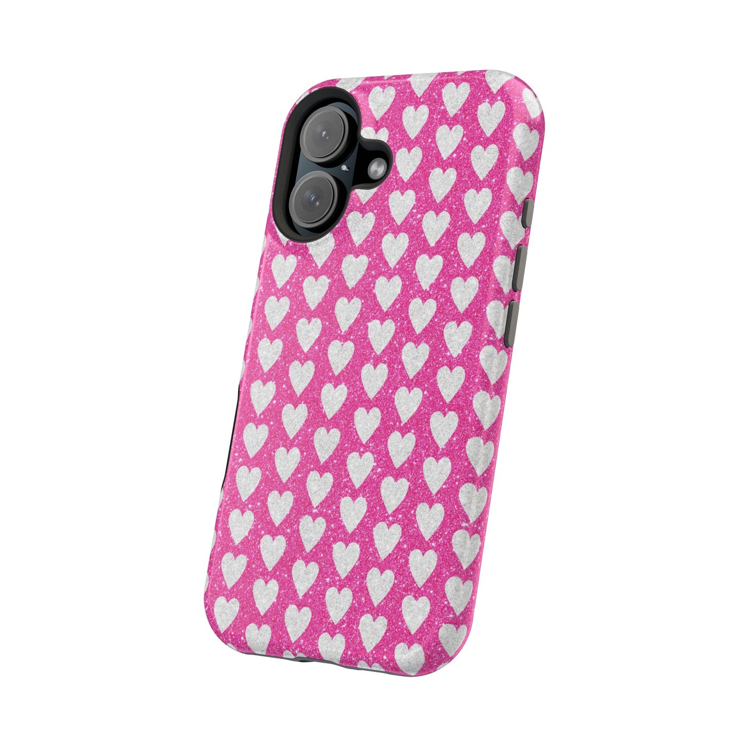 Pink Glitter Heart Pattern MagSafe Case