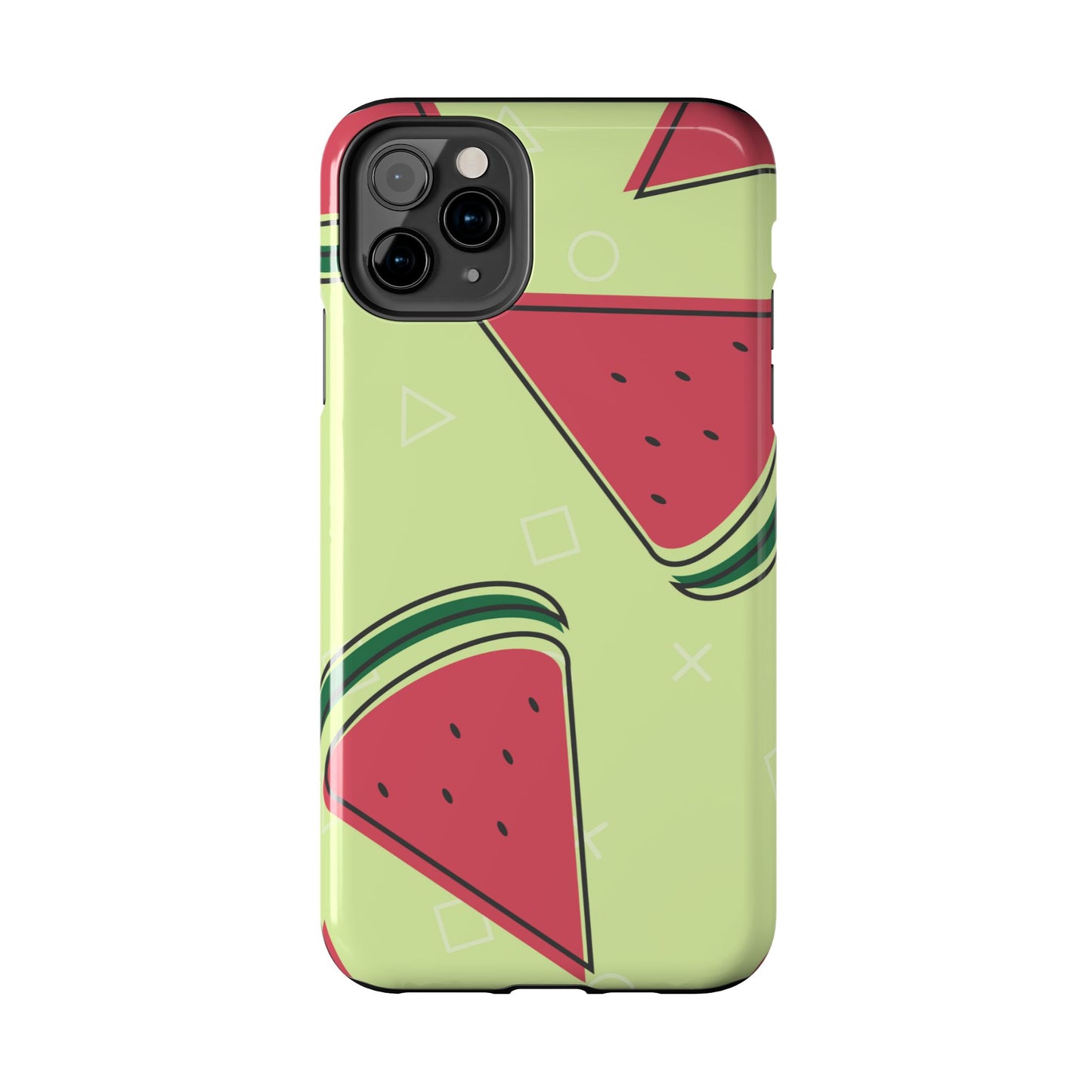 Watermelon Slice iPhone Case – Fresh & Fun Design with Retro Geometric Pattern