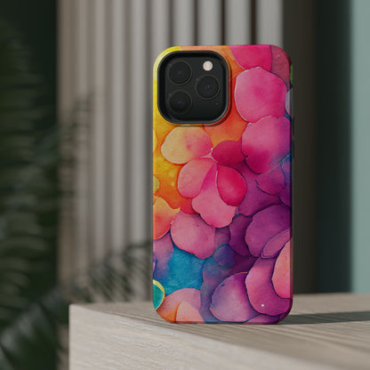 Sunset Petals Watercolor MagSafe iPhone Case – Slim Design, Glossy Finish