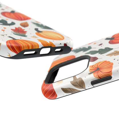 Autumn Harvest MagSafe iPhone Case - Pumpkin and Fall Leaf Design