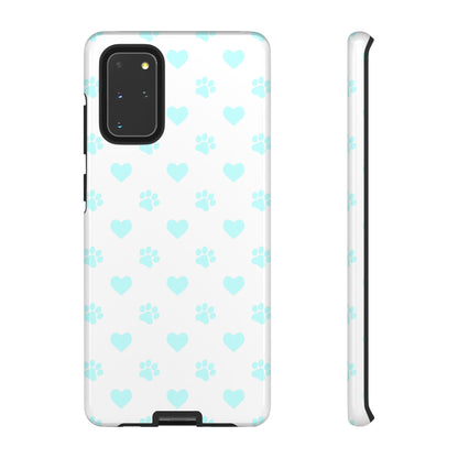 Samsung Galaxy Case - Aqua Paw Print & Heart Design