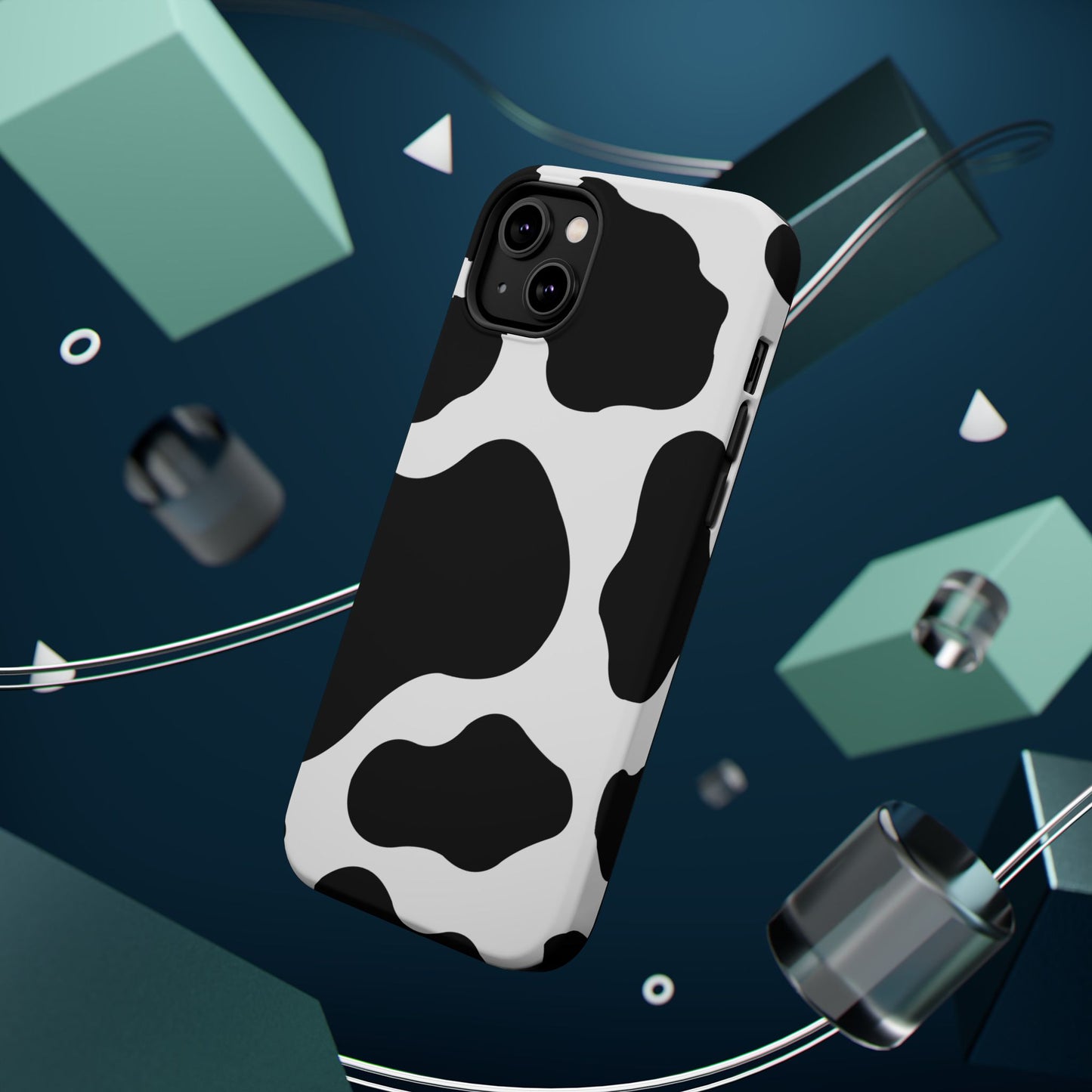 Chic Cow Print Tough Magsafe iPhone Case – Trendy Monochrome Animal Pattern with Dual-Layer Protection