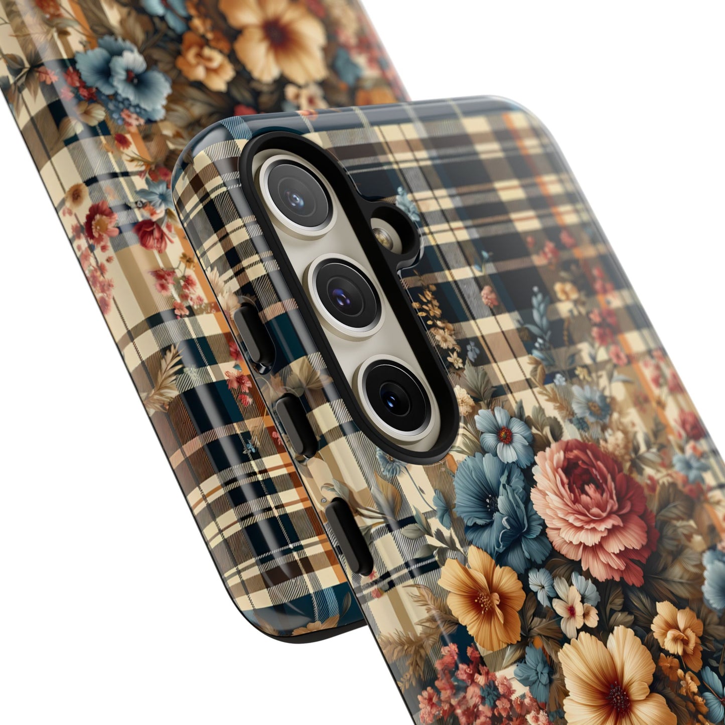 Vintage Floral Checkered Phone Case