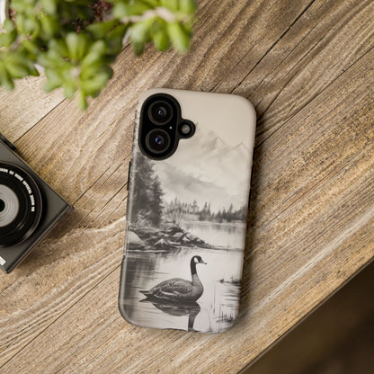 Canadian Goose Phone Case - Charcoal Sketch Design!