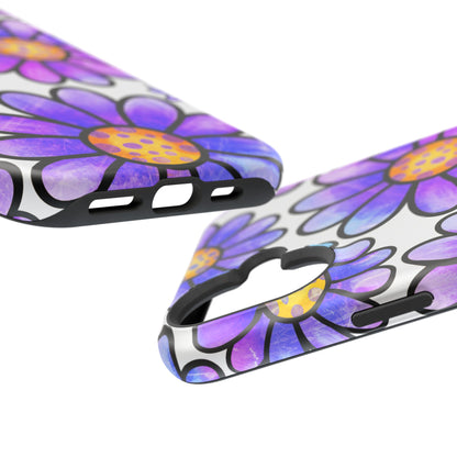 Purple Daisy Delight MagSafe iPhone Case – Slim Profile, Glossy Finish