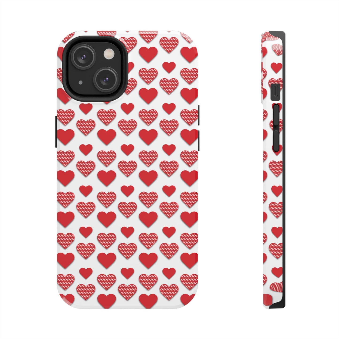 Red & Polka Dot Hearts iPhone Case