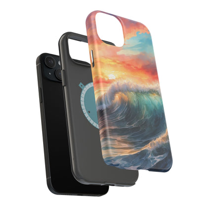 Ocean Wave Sunset MagSafe iPhone Case – Coastal Vibes Design