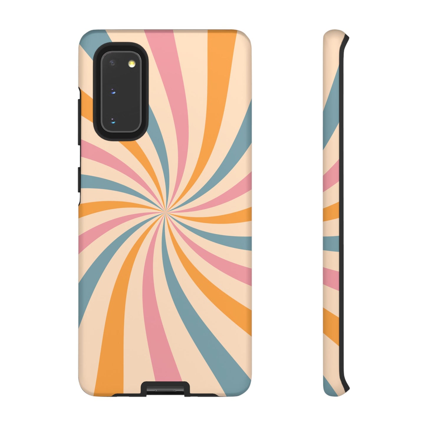 Retro Swirl Pattern Samsung Galaxy Case – Bold 70s Vibe in Pink, Orange, and Teal