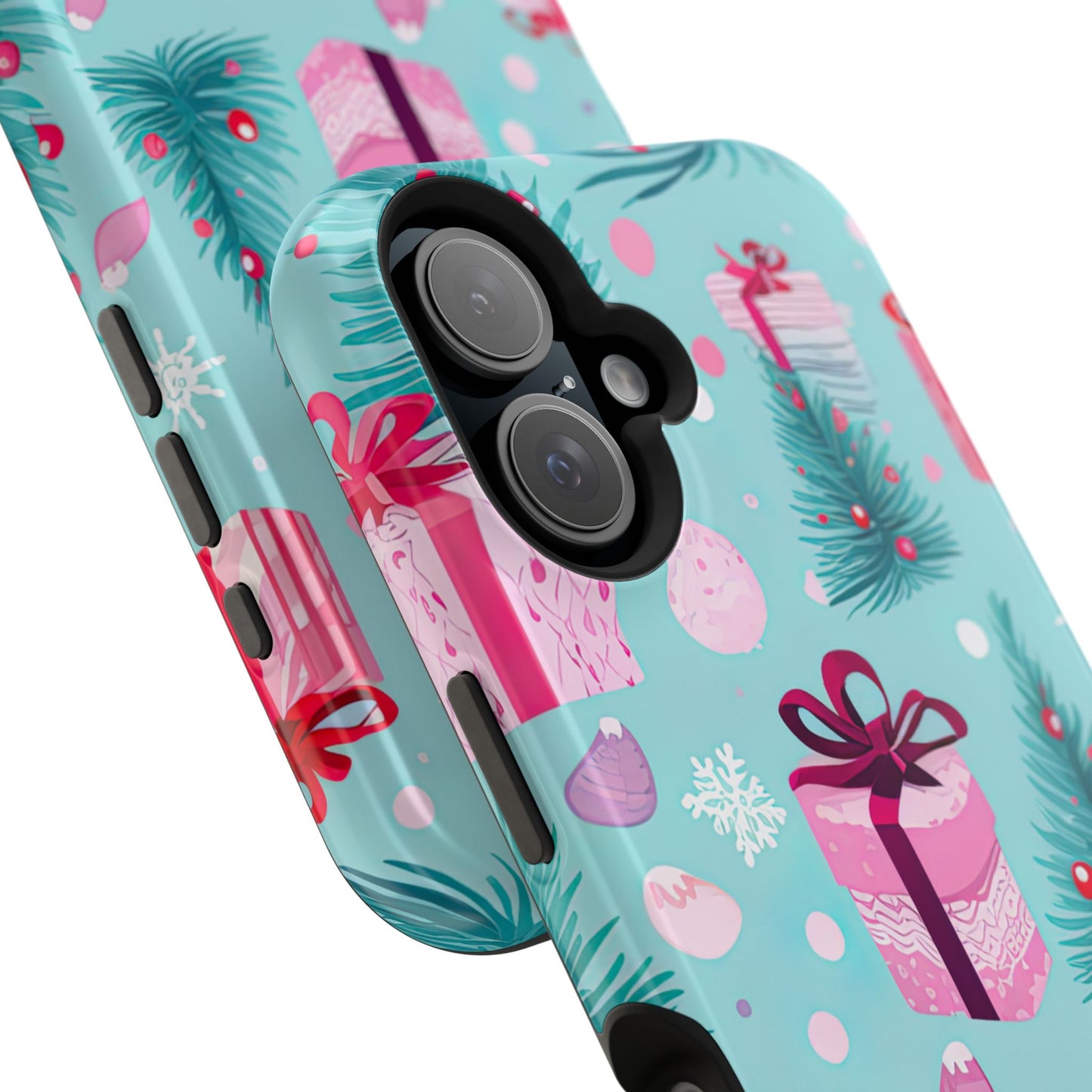 Festive Pink Christmas Gifts and Evergreen MagSafe iPhone Case – Holiday Theme, Protective Cover