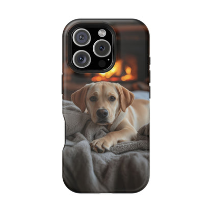 Cozy Golden Retriever by the Fireplace - MagSafe Case