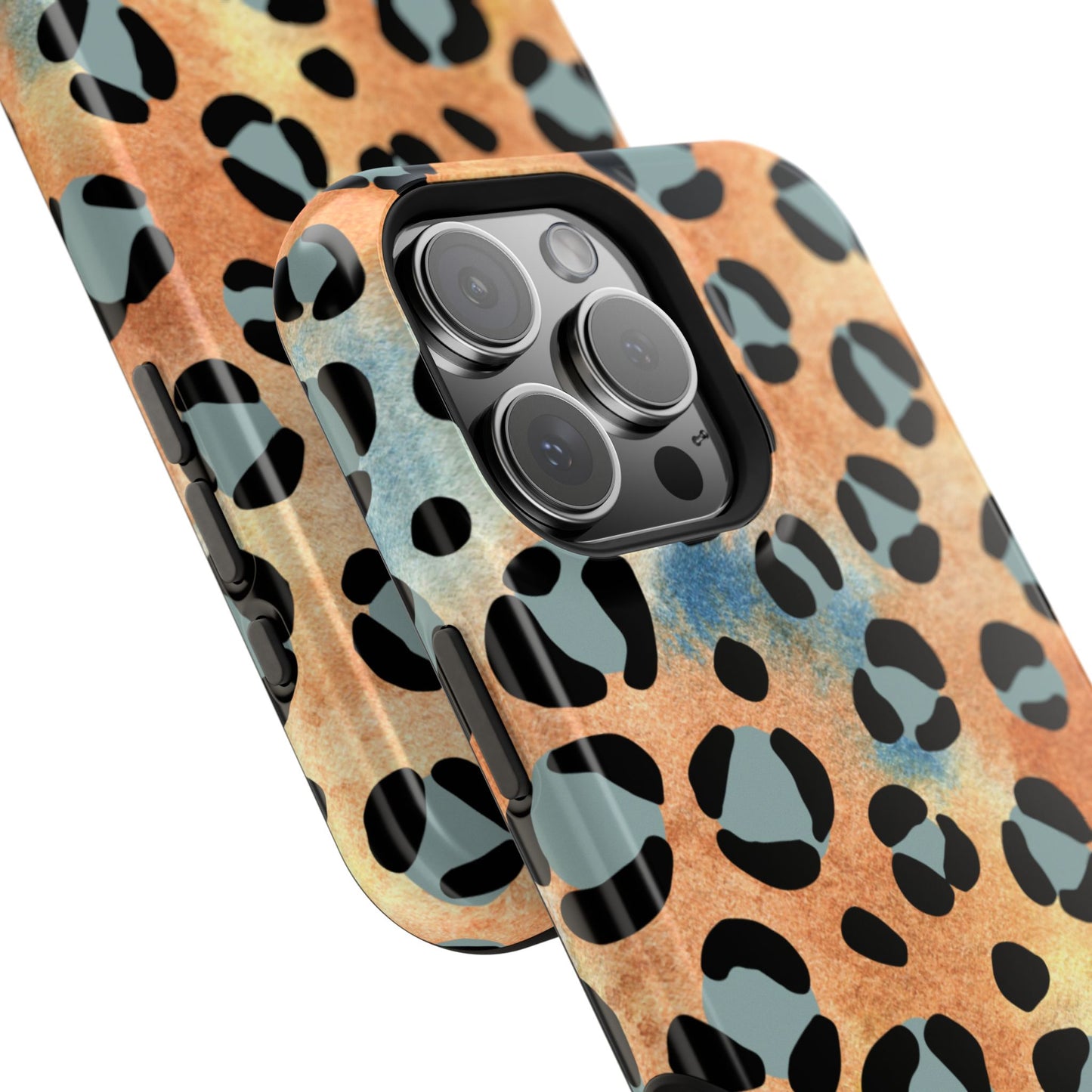 Sunset Watercolor Leopard Print Tough MagSafe iPhone Case – Artistic Animal Pattern with Dual-Layer Protection