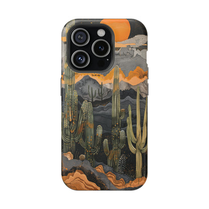 Desert Dusk MagSafe iPhone Case - Cacti Silhouettes & Sundown Hues for iPhone 15, 14, and 13 Series