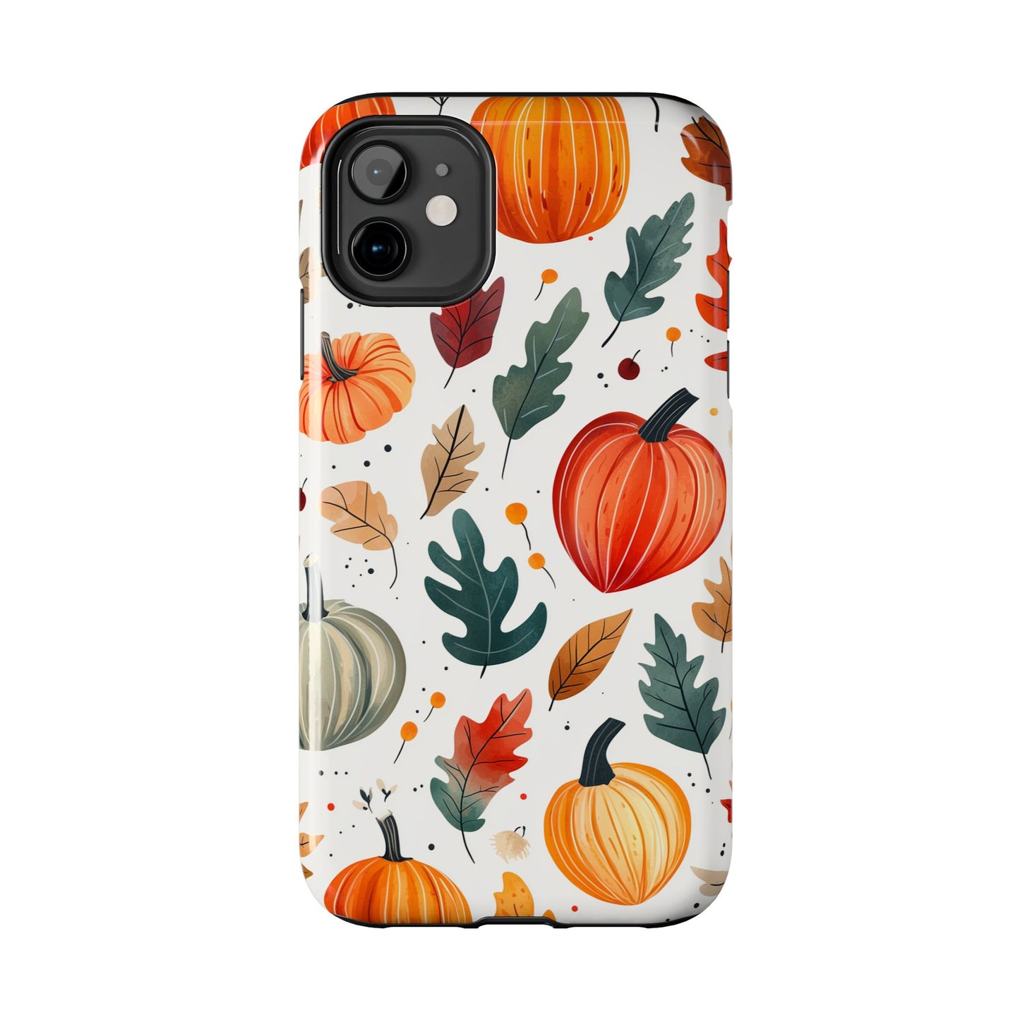 Autumn Harvest iPhone Case - Pumpkin and Fall Leaf Design