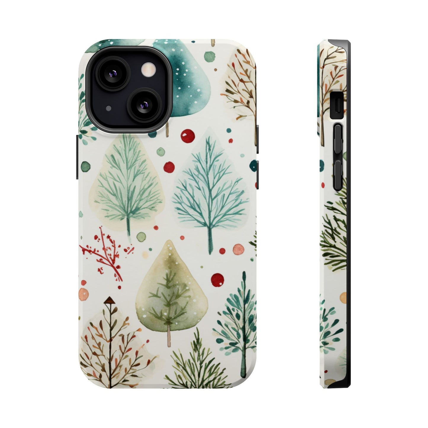 Watercolor Winter Trees MagSafe iPhone Case – Nature-Inspired, Holiday Theme Protective Cover