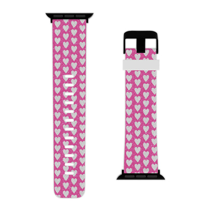  Pink Glitter Hearts Pattern Apple Watch Band