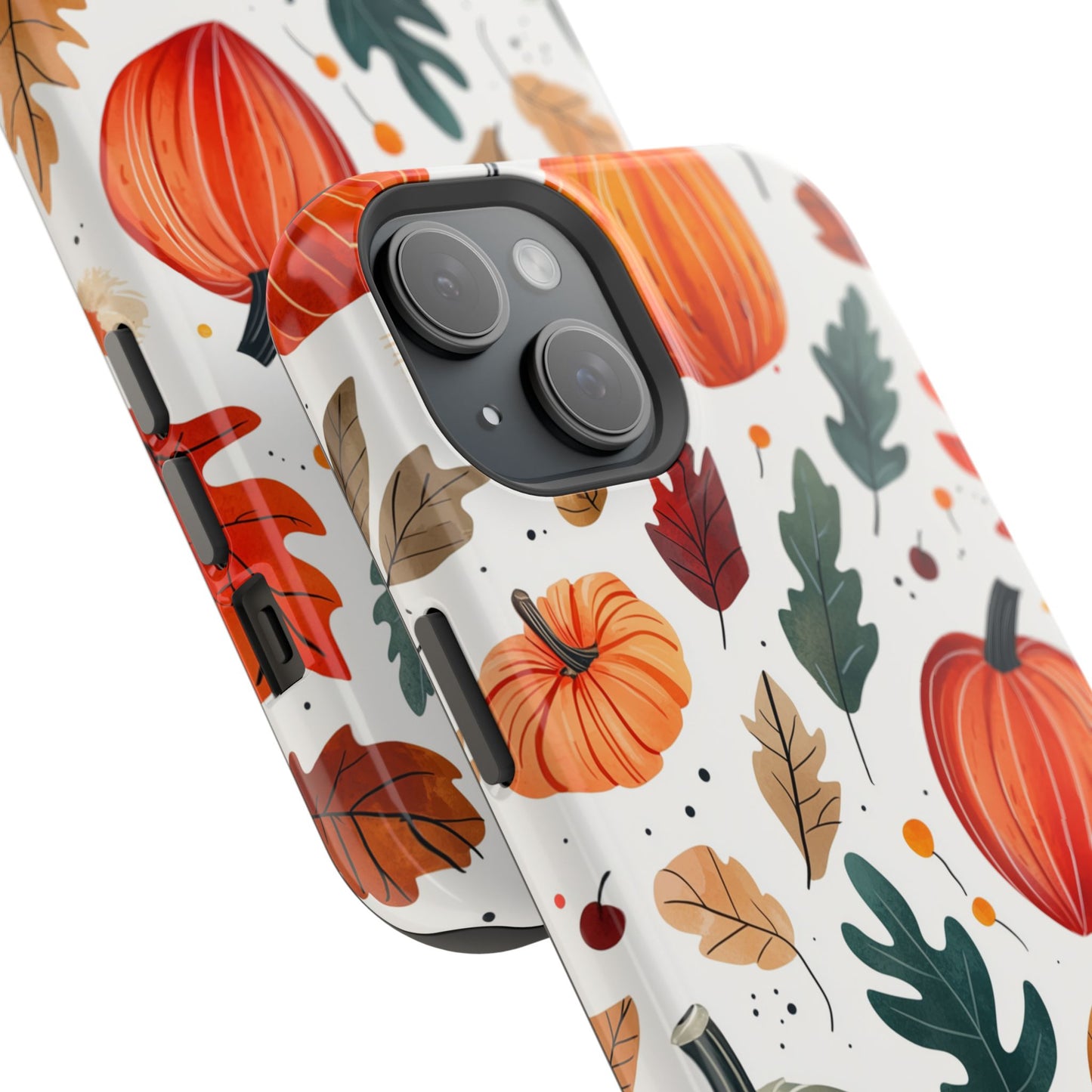 Autumn Harvest MagSafe iPhone Case - Pumpkin and Fall Leaf Design