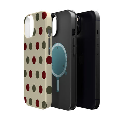 Red & Green Polka Dots on Cream – MagSafe iPhone Case