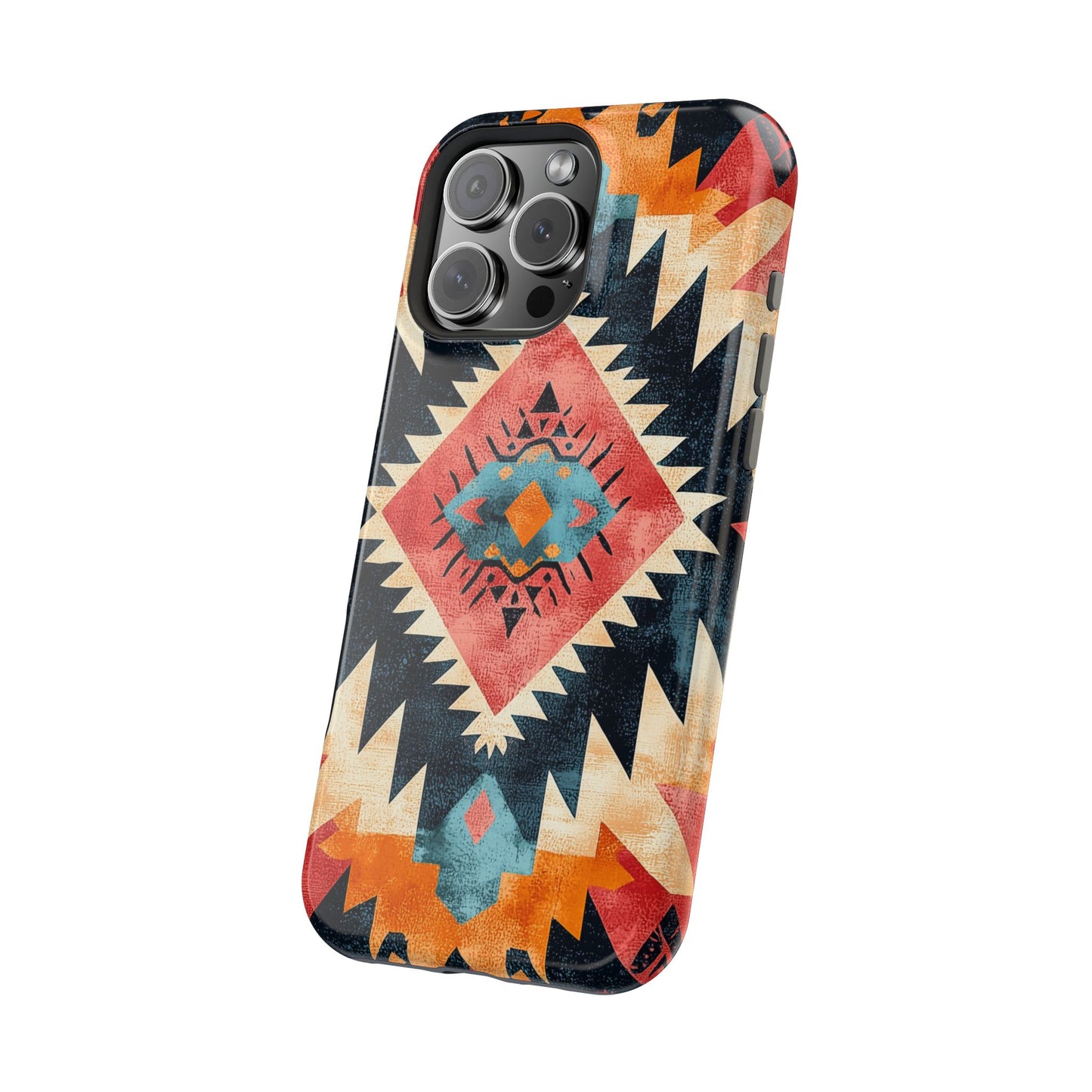 Bold Aztec Pattern Tough MagSafe iPhone Case – Vibrant Geometric Design, Dual-Layer Protection