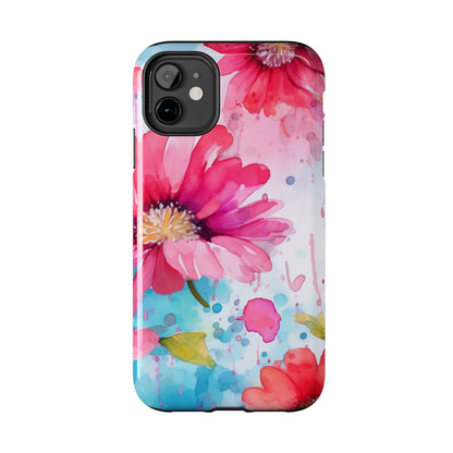 Vibrant Watercolor Red & Pink Floral - iPhone Case