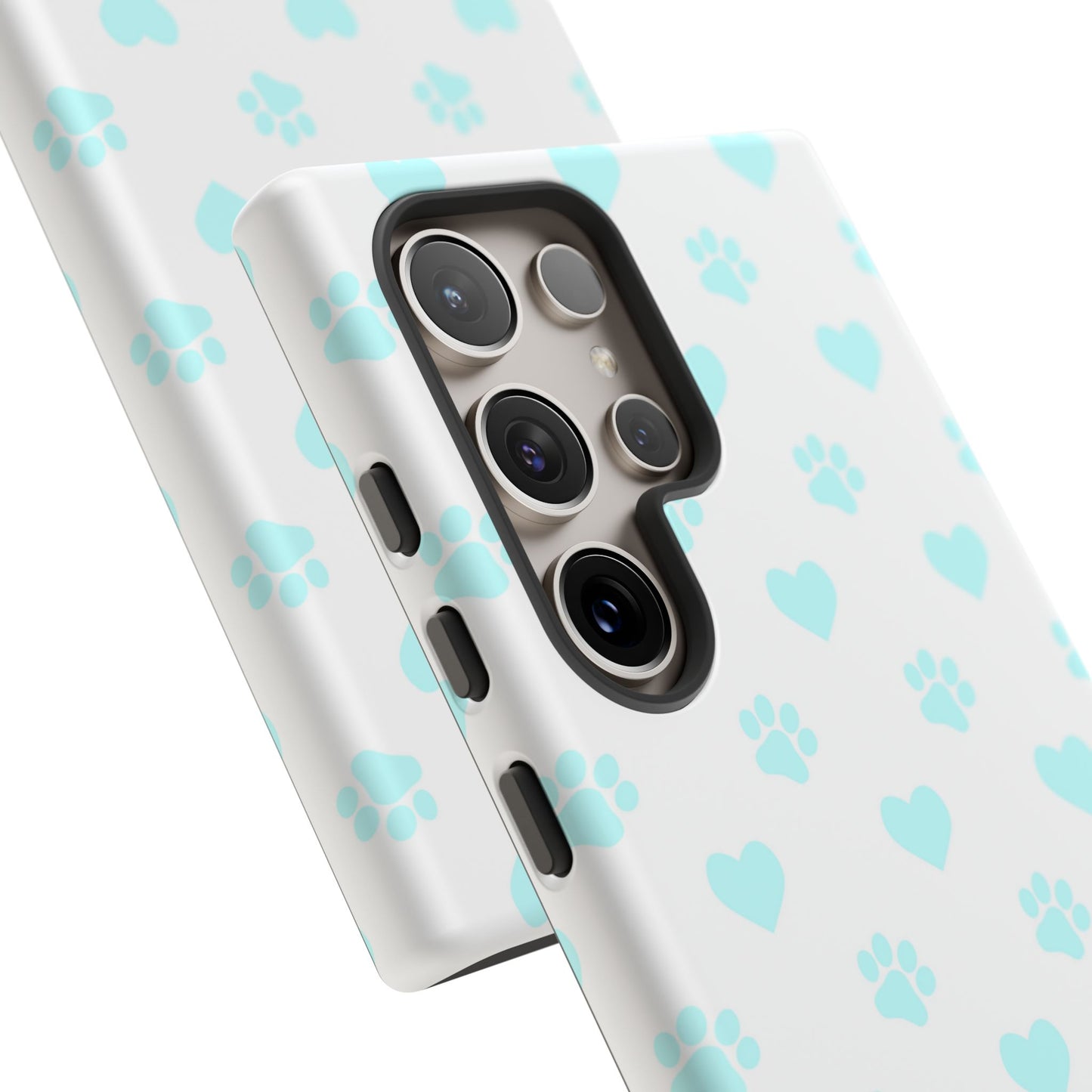 Samsung Galaxy Case - Aqua Paw Print & Heart Design