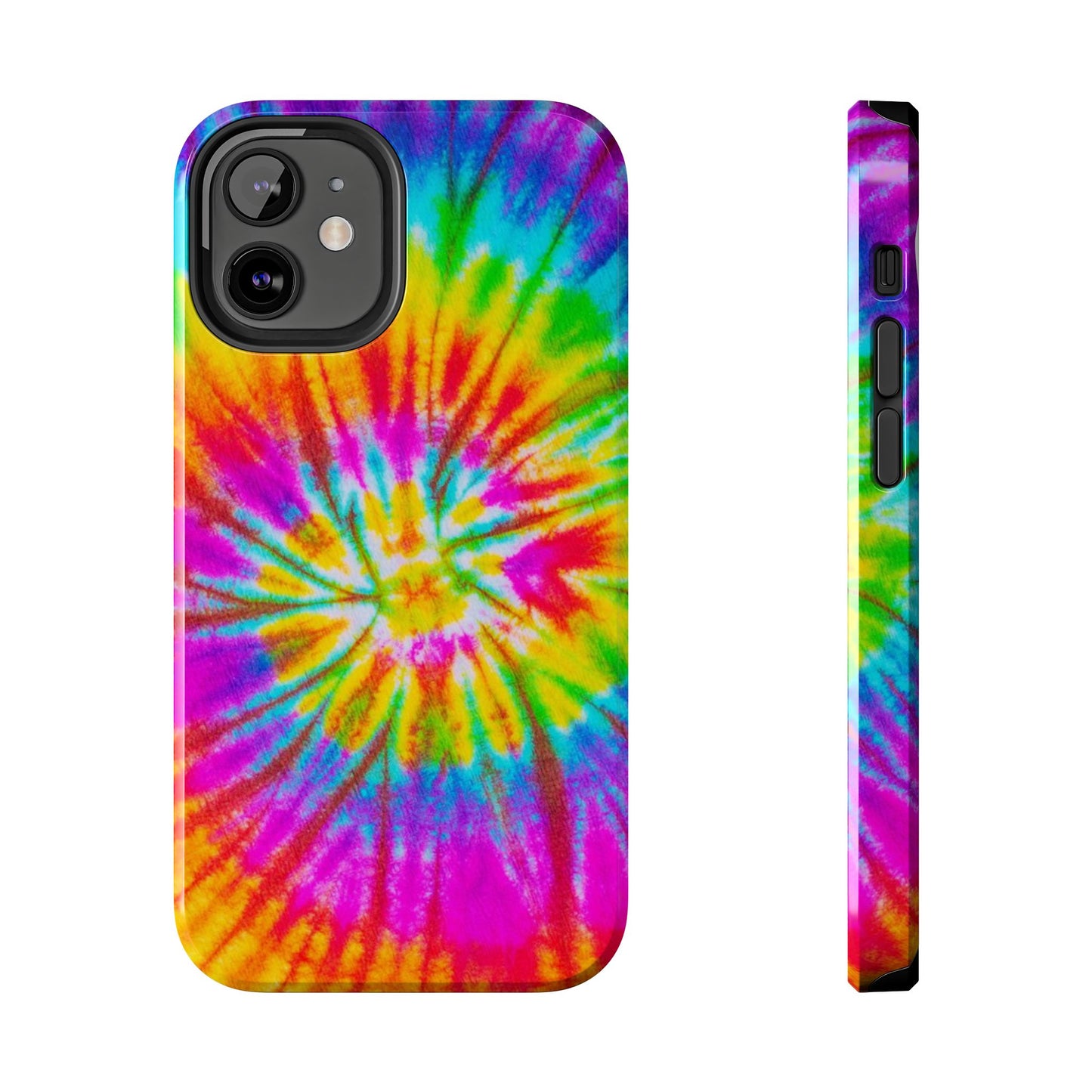 Rainbow Spiral Tie-Dye iPhone Case – Bright & Retro Design