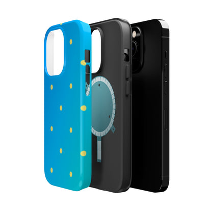 Blue Ocean Gradient Polka Dots MagSafe iPhone Case – Shockproof, Smooth Matte Finish, Dual-Layer Design