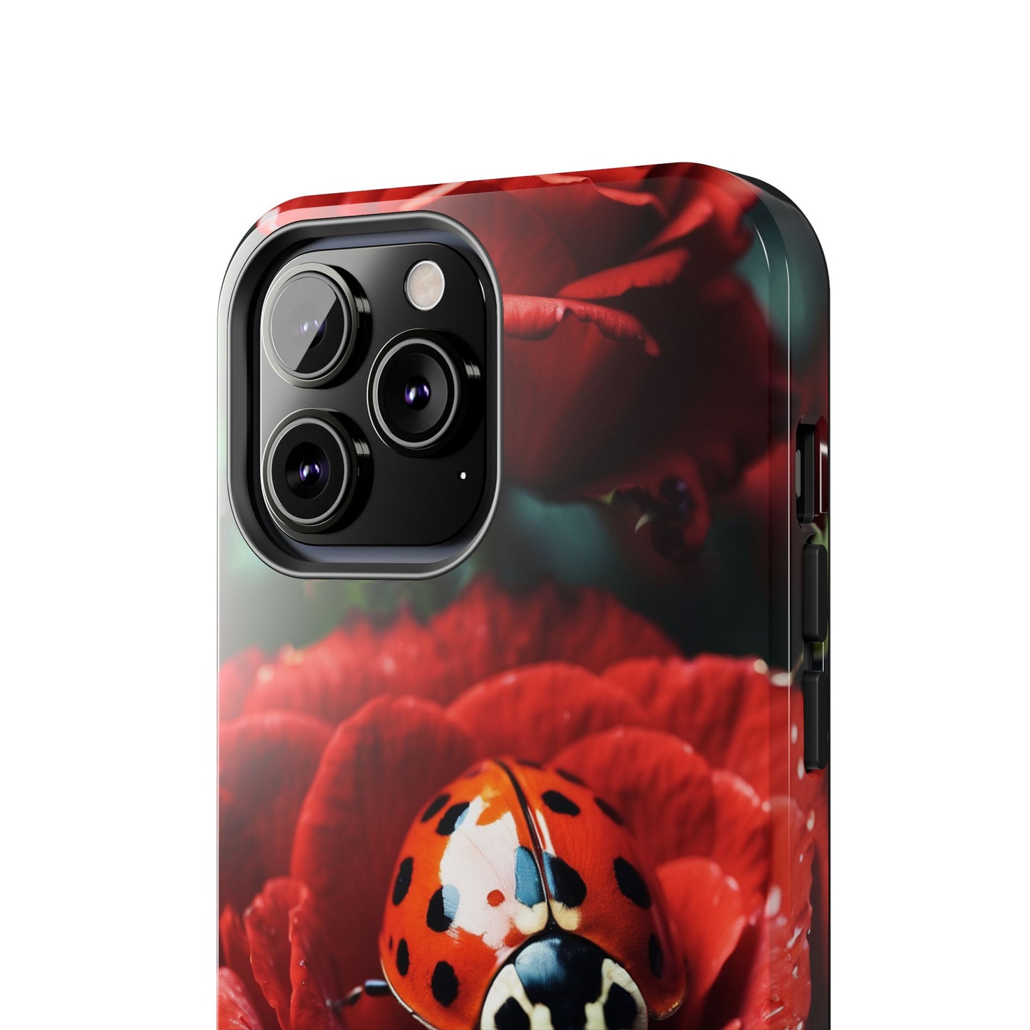 Elegant Rose & Ladybug Charm - iPhone Series Case