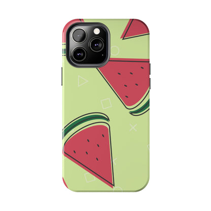 Watermelon Slice iPhone Case – Fresh & Fun Design with Retro Geometric Pattern