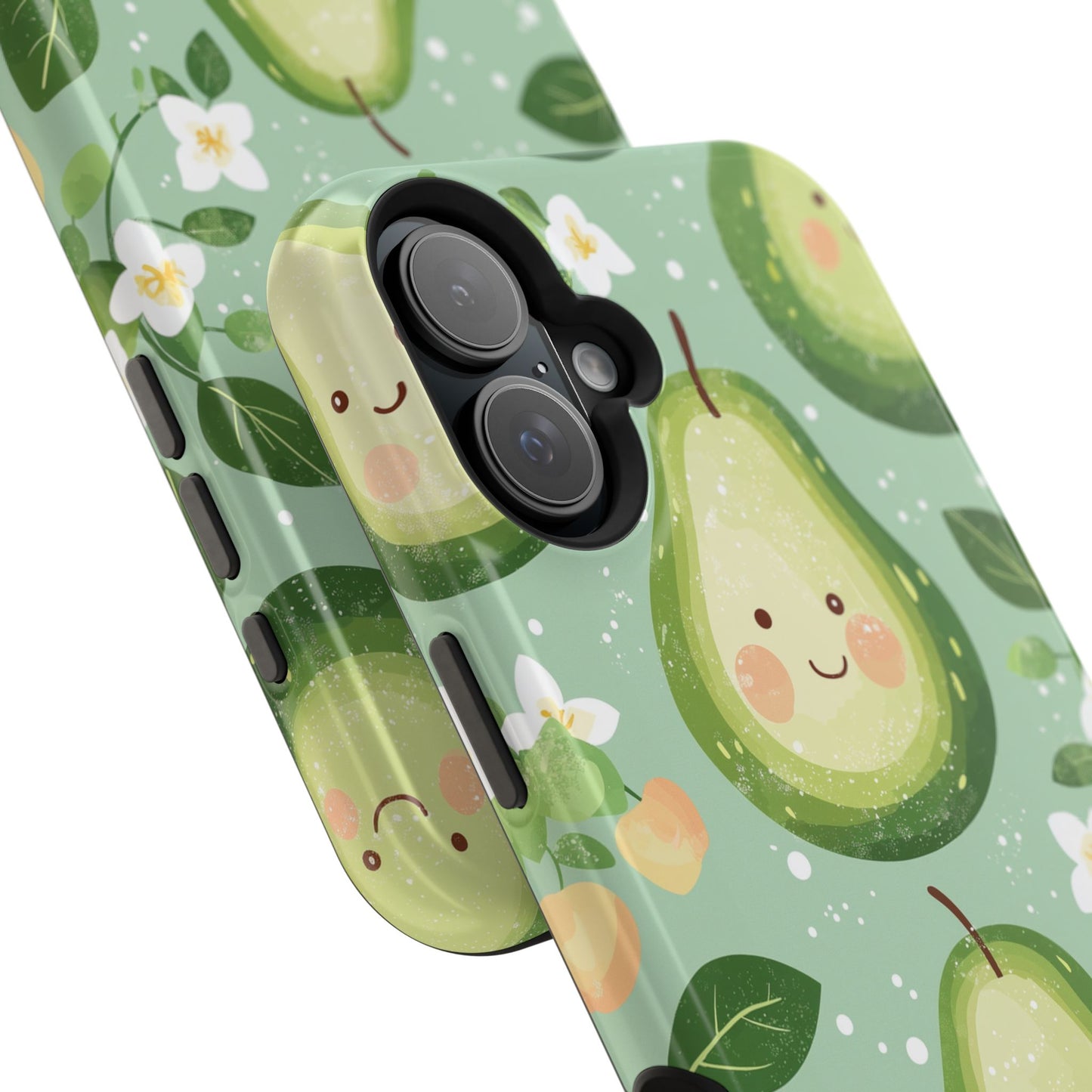 Smiling Avocados Tough MagSafe iPhone Case – Cute Avocado Design, Dual-Layer Protection