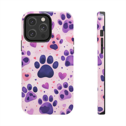 Purple Paw Print iPhone Case - Playful Pet Lover’s Protective Cover